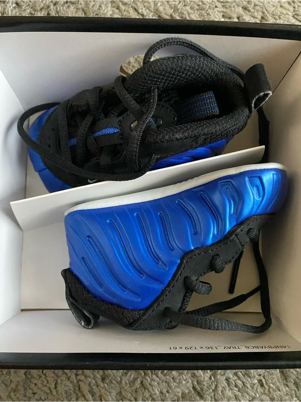 Nike Kids Black and Blue Foamposite-Style Sneakers booties 2c